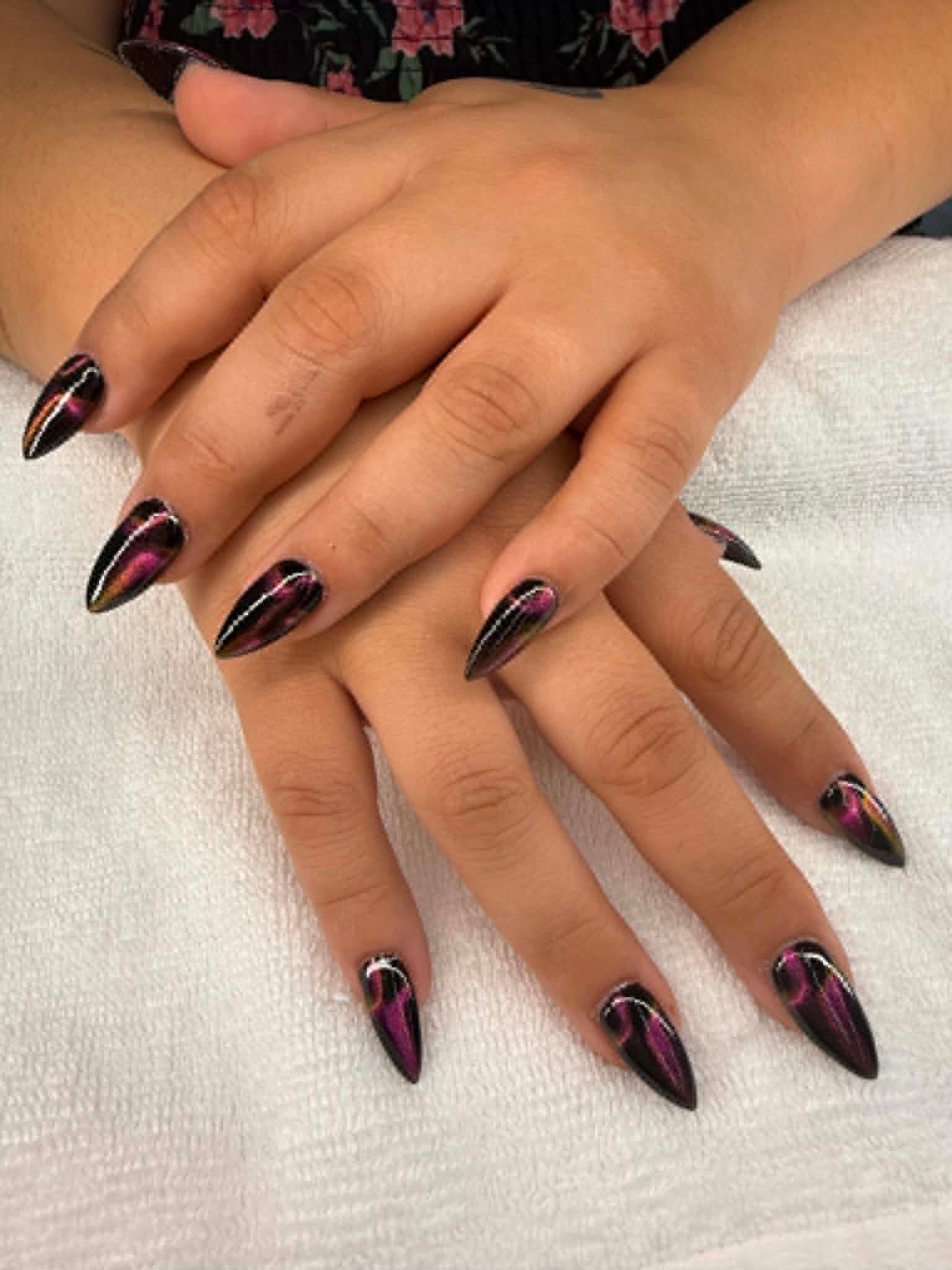 Black and purple nail art design
