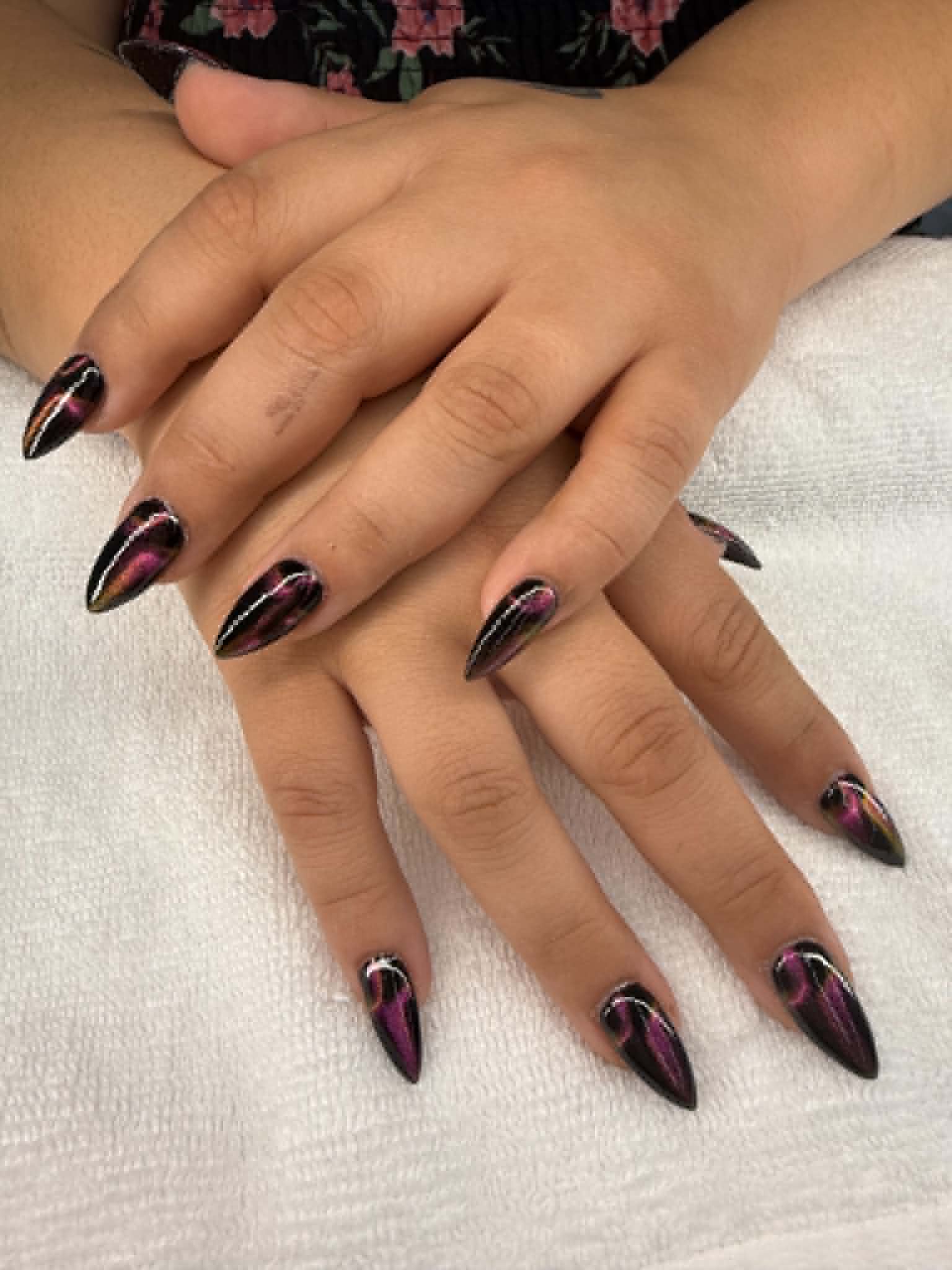 Black and purple nail art design